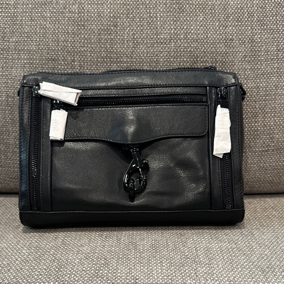 Rebecca Minkoff MAC Leather Crossbody with Zips - Black Shellac - Picture 2 of 4